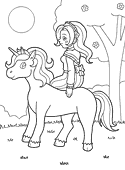 Lady riding an unicorn