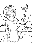 Little girl with a bird